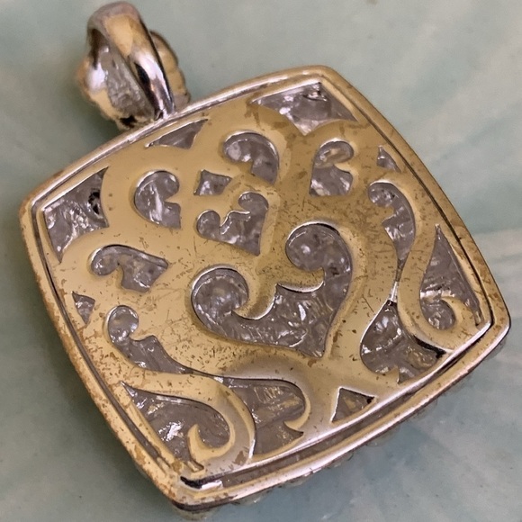 Pave Crystal Silver Tone Statement Pendant No Chain - Picture 6 of 7